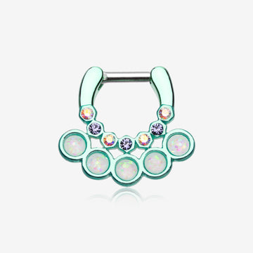 Colorline Opal Aureole Gemina Septum Clicker-Teal/Aurora Borealis/White